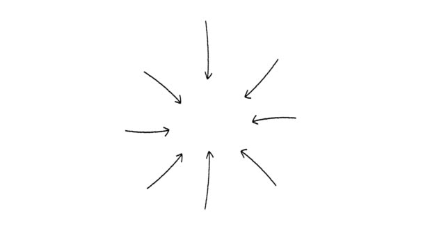 Ручной рисунок стрелок рамки каракули стрелки, указывающие на середину фона анимации. — стоковое видео