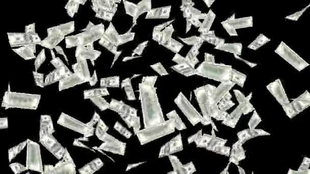 Amerikanische Hundert-Dollar-Scheine Fallende Dollarnoten Schleife Animation Hintergrund. — Stockvideo
