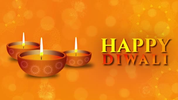 Happy Diwali festival holiday Background with oil lamp, rangoli, Diwali celebration greeting card. — Stock Video
