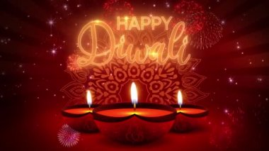 Hint ışık festivali Diwali, Deepavali, Dipavali, Dipavali döngüsü arkaplanı için yanan bir lamba. 4K