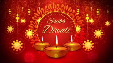 4K altın Hindistan Diwali, Deepavali Işık Süsleme Festivali.