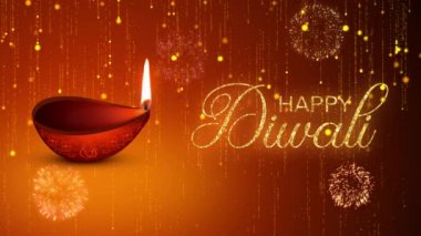 Yağ lambası süslemeli 4 geleneksel mutlu bayram kartı. Işık Festivali Döngü Arkaplanı.