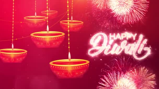 Diwali, Deepavali ya da Dipavali için şömineli Diya lambası, Hint ışık festivali. — Stok video