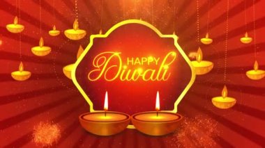 Diwali Tatili 'nde 4K Döngü Yanan Çiçekler, Eski Hindu Işık Festivali, Mutlu Deepavali