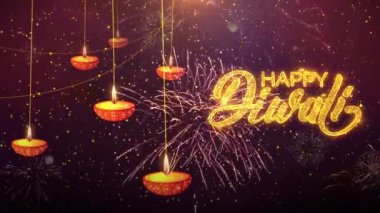 4K Mutlu diwali Hindu geleneksel diya lambası döngüsü arka planı.