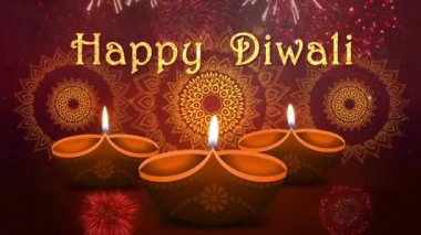 Diwali, Deepavali ya da Dipavali için şömineli Diya lambası, Hint Işık Festivali 4K arka planı