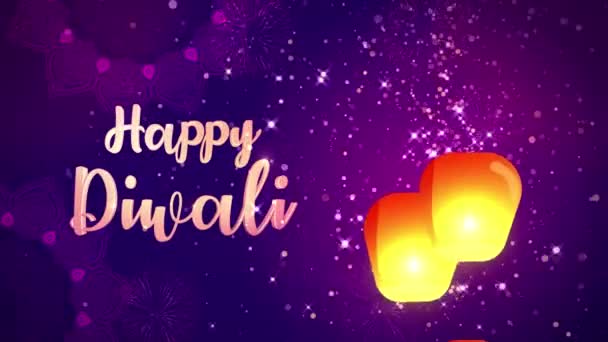 Boucle 4K Brûler diya floral sur Diwali vacances, ancienne fête hindoue des lumières, Happy Deepavali — Video