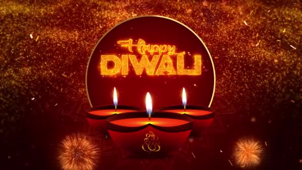 Glad Diwali. Diwali-firandet. Diwali fyrverkeri. Smällare i Diwali. Ljusfestivalen pooja. — Stockvideo