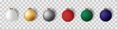 Altın, gümüş, kırmızı, yeşil, mavi ve beyaz renklerde Noel hediyeleri. Tatil tasarımları, kartlar ve dekorasyonlar için ideal..
