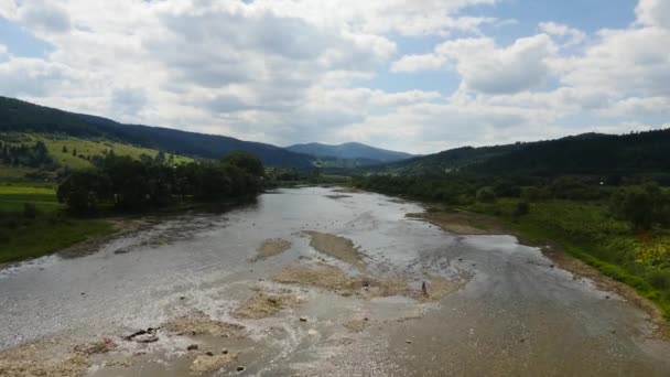 Aerial Mountains River — Stock Video