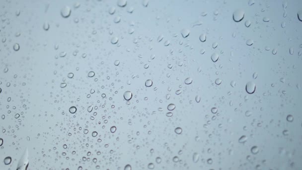 Краплі спускаються на вікно. Погана депресія, сильний дощ і вітерweather forecast — стокове відео