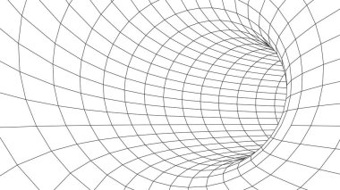 Soyut 3D tünel. Solucan deliğini yönlendir. Izgaradan yol.