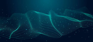 Dalgalar, sessiz kodları ışıltılı bir matrisle iletir. Parçacıklar dijital hareketle atıyor. Üç Boyut