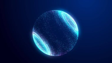 Hareket eden parçacıkların dijital akış arkaplanı. Veri görselleştirme. Üç Boyut.