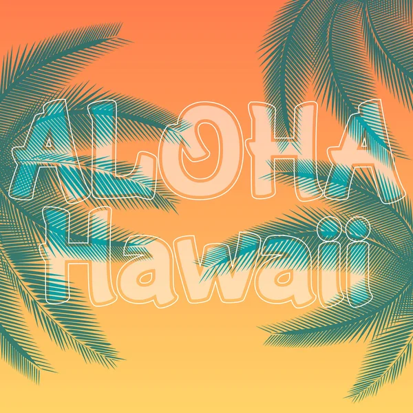 Aloha Hawaii con palma — Vector de stock