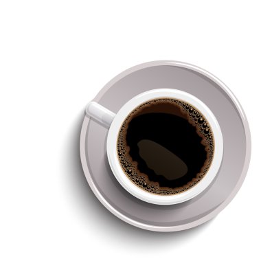 Beyaz kahve fincanı ile gerçekçi gölge izole