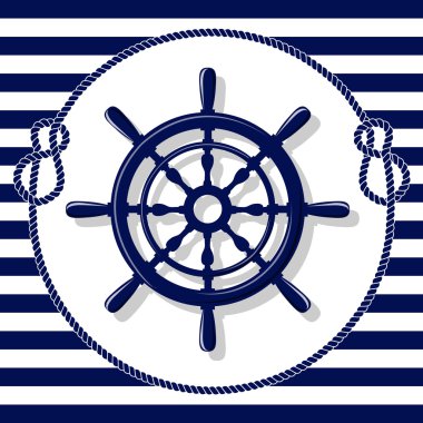 Satırları zemin üzerine mavi dümen ve ip çerçeve