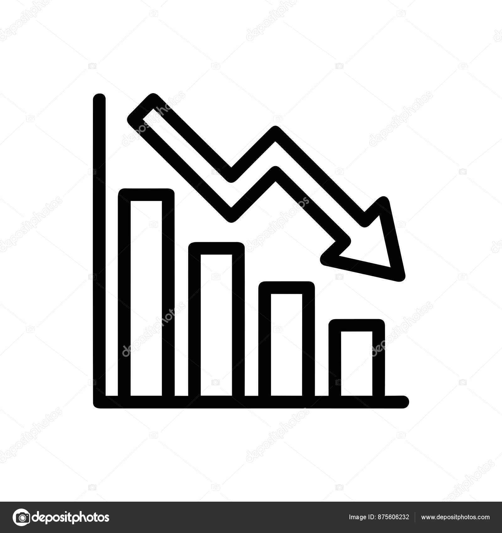 Jednoduché Zmenšení Sloupcového Diagramu Ikony Grafu Dolů