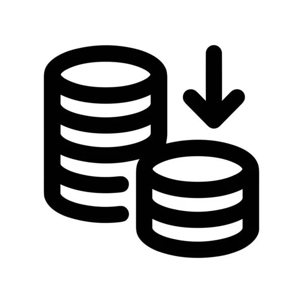 Garis Besar Stack Koin Sederhana Menurunkan Ikon Elemen Keuangan Transaksi