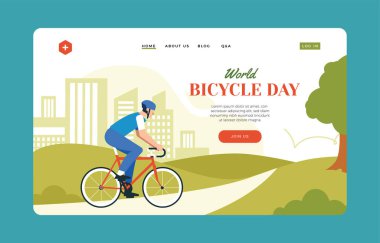 world bike day landing page concept vector illustration for web template or presentation cover 