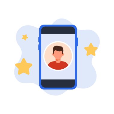 Harika mobil uygulama kullanıcı hesabı profil ekranı görünümü düz tasarım vektörü boş durum ui illüstrasyon kavramı