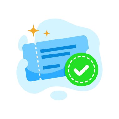 Hoş bir başarılı doğrulama, bilet grafiği izole edilmiş düz tasarım vektörü boş durum ui ögesi