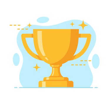 Altın Kupa Başarı Simgesi Düz tasarım Vektörü Ödül ve başarı tanıma için boş durum ui unsuru kazanmak.