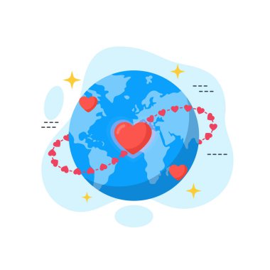 Global Love Connection düz tasarım vektörü boş durum ui romantik dünya ilişkileri illüstrasyonu
