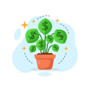 Para Santrali Büyüme Konsepti Finansal başarı veya boş durum ui uygulama arayüzü için düz tasarım vektör çizimi