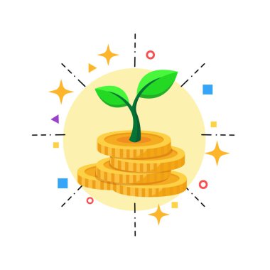 Finansal Büyüme Yatırımı Konsepti Düz Tasarım Vektör çizimi boş durum ui tasarımı Tasarruf geliştirme metaforu