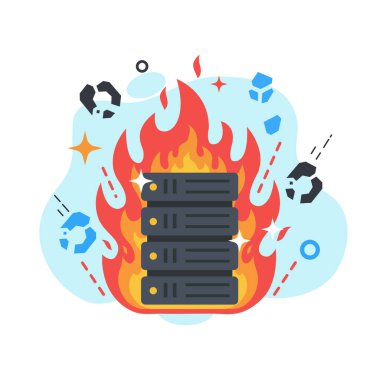 Dramatik sunucu çökmesi ve veri arızası konsepti düz tasarım vektör çizimi boş durum ui arkaplan tasarımı