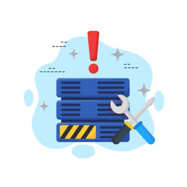 Sunucu veritabanı bakım hatasının düz tasarım vektör çizimi yazılım onarımı ve teknik destek için boş durum ui kavramı