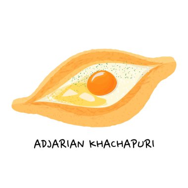 Geleneksel ajarian ve Gürcü yemeği Khachapuri. Beyaz arka planda izole edilmiş peynir, tereyağı ve yumurta dolu fırında ekmek..