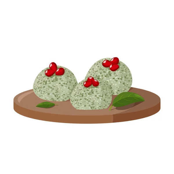 Popular plato georgiano Pkhali hecho con judías verdes y nueces. Ilustración realista vectorial. — Archivo Imágenes Vectoriales