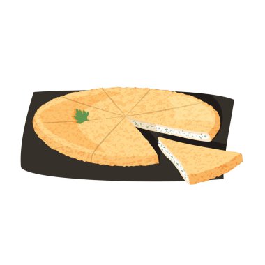 Beyaz arka planda izole edilmiş peynir ve yumurta dolu fırında ekmek. Geleneksel Gürcistan yemeği khachapuri.