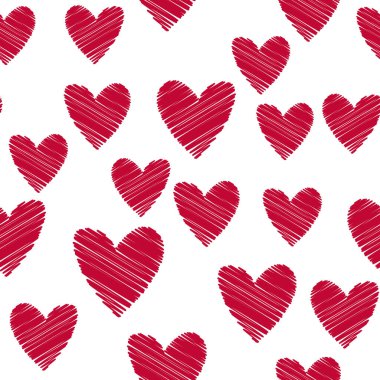Kırmızı kalp cesur darbelerle yaratıldı. Basit vektör pürüzsüz desen.