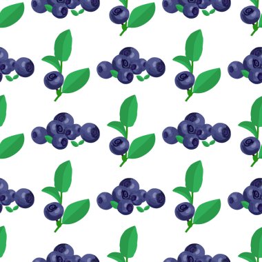 Taze yaban mersini vektörünün dikişsiz deseni. Basit orman geçmişi.