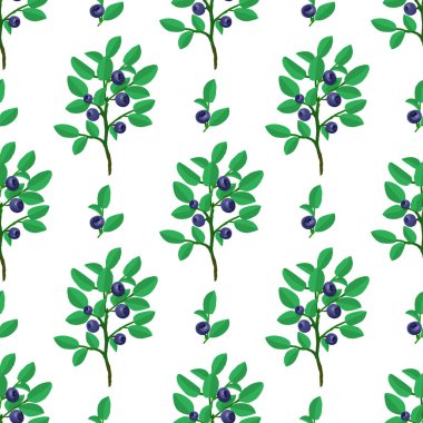 Taze yaban mersini vektörünün dikişsiz deseni. Basit orman geçmişi.