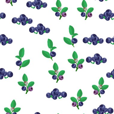 Taze yaban mersini vektörünün dikişsiz deseni. Basit orman geçmişi.