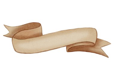 Dalgalı suluboya kurdele illüstrasyonu. Metinler, başlıklar, düğün markaları ve kutlama kartları için el yapımı dekoratif öğeler. Eski kağıt