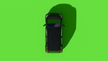 Üst Görünüm Araba İleri Geri Yeşil Ekran