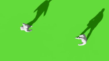 Üst Görünüm Yürüyen İnsanlar Yeşil Ekran