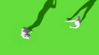 Üst Görünüm Yürüyen İnsanlar Yeşil Ekran