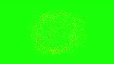 Görsel efekt projelerinde krom anahtar bileşimi için parlak yeşil ekran arka planında izole edilmiş dinamik bir ateş topu patlaması.