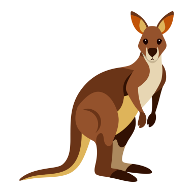 Kanguru illüstrasyonu, çocukların içeriği veya eğitici materyaller için modern düz bir tarzda ideal.