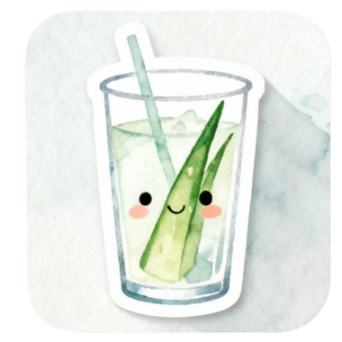 Bir bardak su ve bir dilim limon yapıştırması.