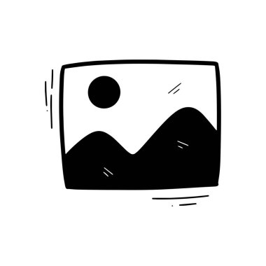 El Çizimi Galerisi Simgesi Çizimi. Doodle Vektörü. Beyaz Arkaplanda İzole EPS 10 Vektörü