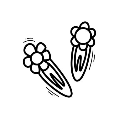 El yapımı saç tokası illüstrasyonu. Doodle Vektörü. Beyaz Arkaplanda İzole EPS 10 Vektörü