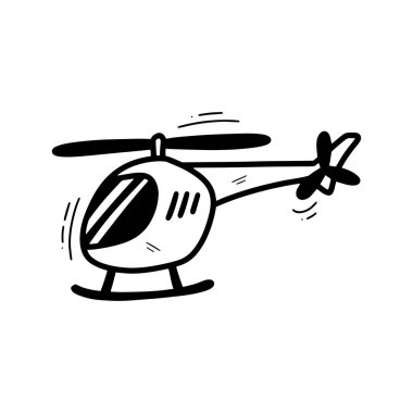 Hand Drawn Helicopter Illustration. Doodle Vector. Isolated on White Background - EPS 10 Vector