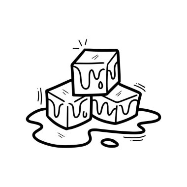 Hand Drawn Ice Cube Illustration. Doodle Vector. Isolated on White Background - EPS 10 Vector